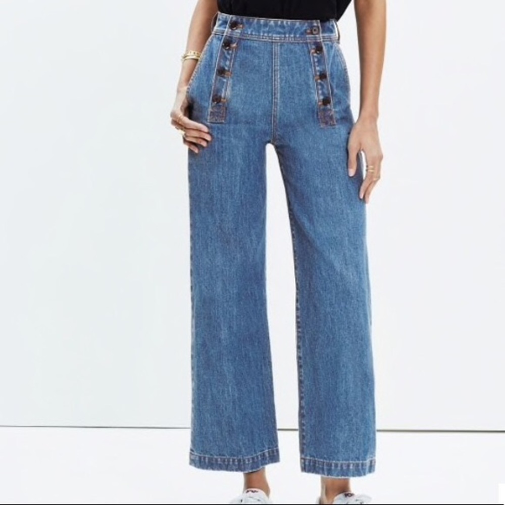 Madewell Rivet and Thread Wide Leg Cropped Jeans